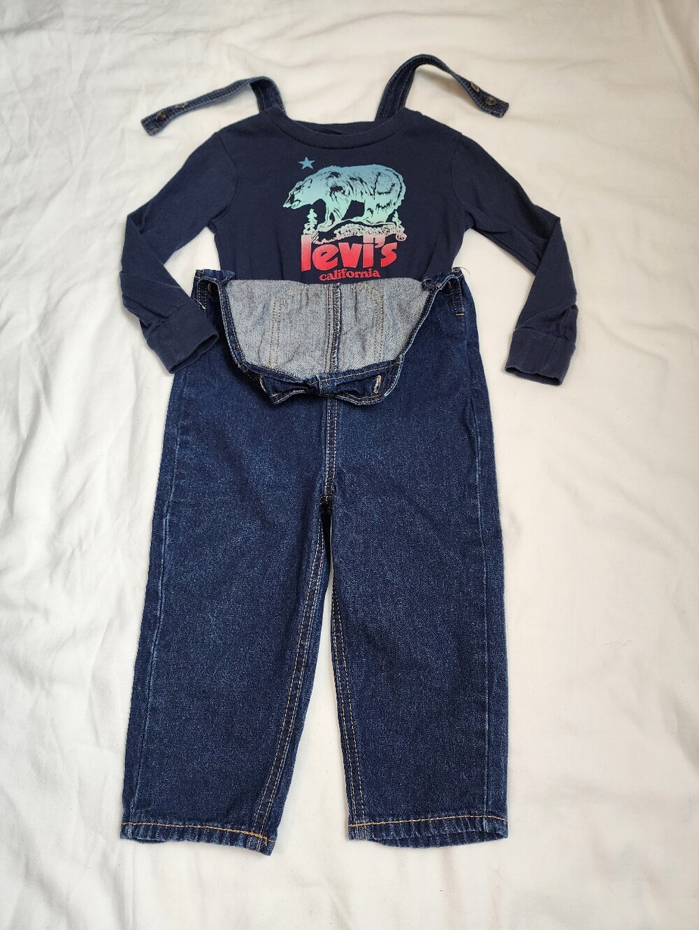 Levi's 2-Piece Outfit Set (Overalls & Long Sleeve Shirt) - 3T